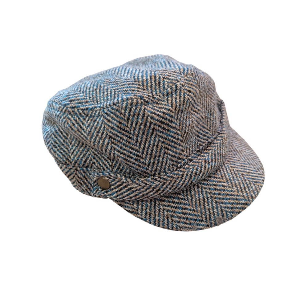 Vintage Jaye Hersh Herringbone Newsboy Cap Tweed Fall 90s Y2K Cabbie Cadet